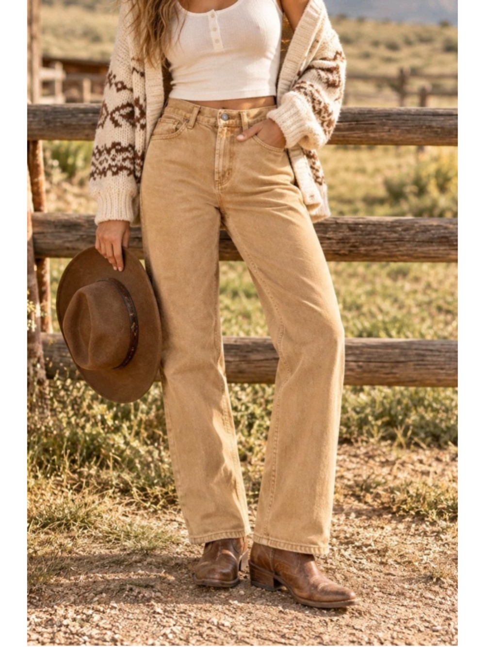BDG Cowboy Jeans Womens Sz 26 High Rise Straight Leg Tan Brown Urban Outfitters